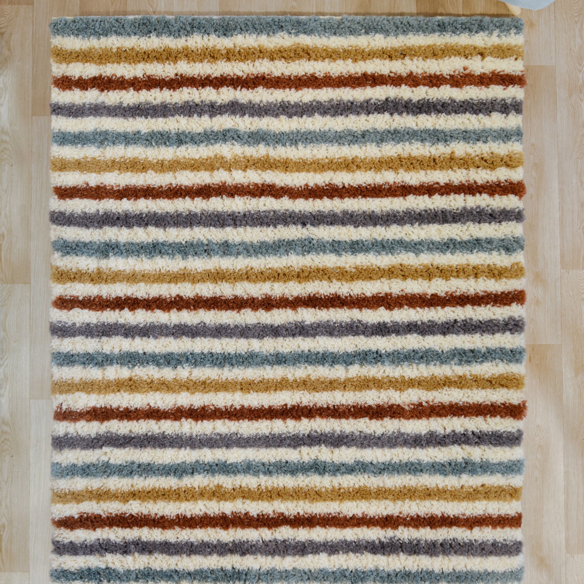 Snug Stripe Shaggy Modern Rugs In Multi